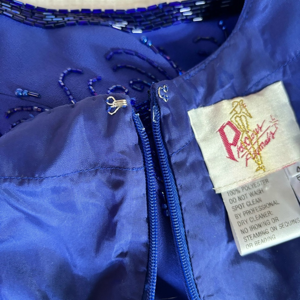 Precious Formals VTG 90s Blue Formal/Prom/Party Beaded Dress Sz 4 - Picture 8 of 15
